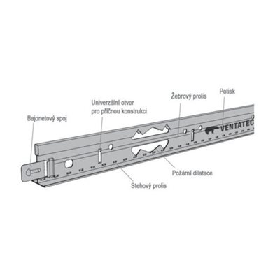 Profil příčný AMF Ventatec Click V-PH GK 3600x24x38 mm