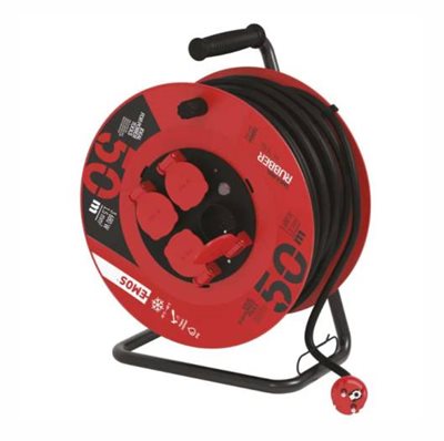 Kabel prodlužovací na bubnu 4 zásuvky 1,5 mm guma 50 m Emos